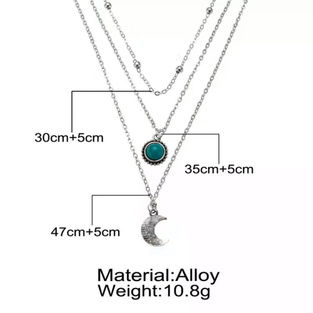NEW! TURQUOISE MOON MULTILAYERED NECKLACE - Picture 5 of 6